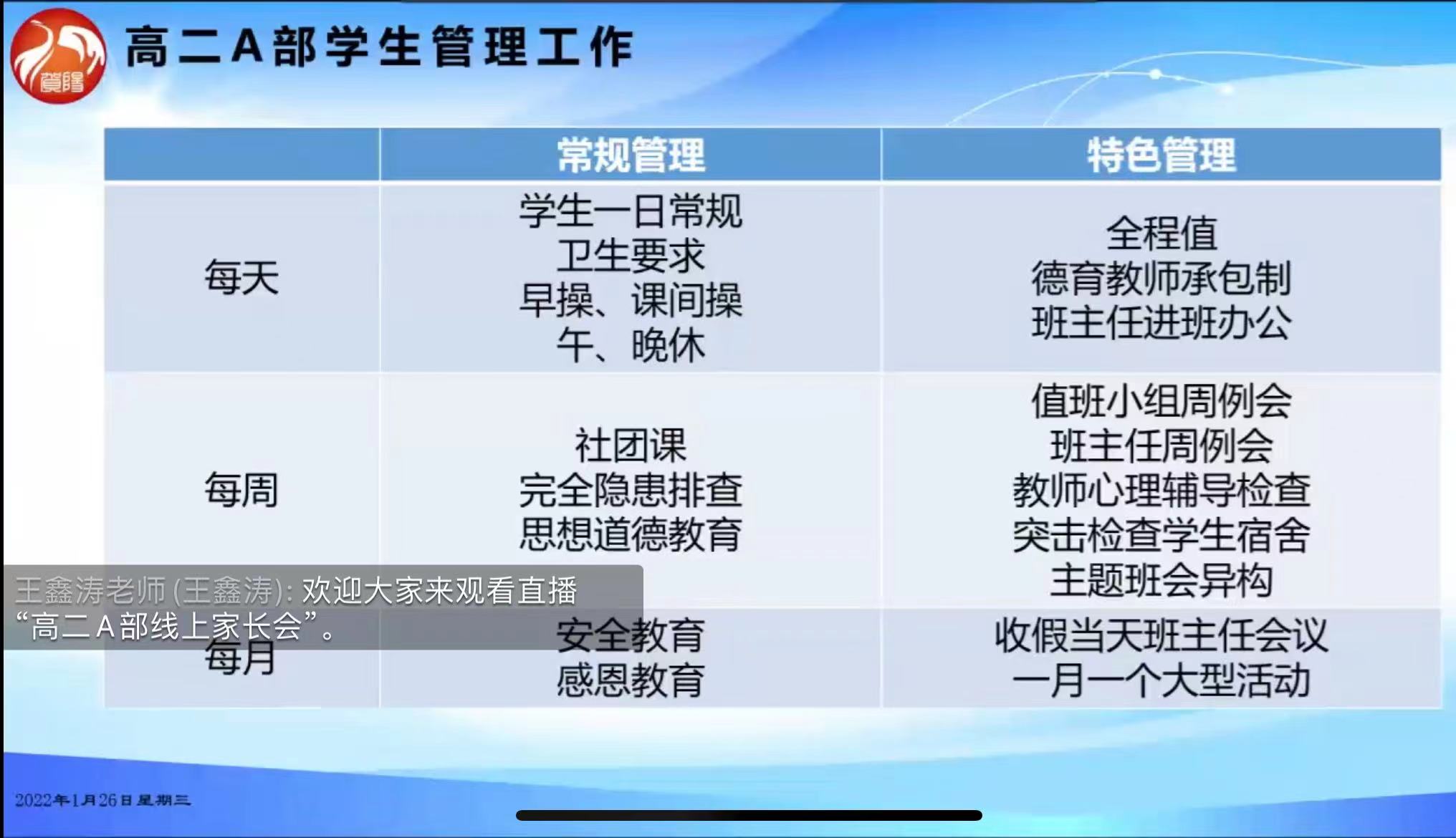 家校携手 共促成长——中恒高级中学高二A部线上家长会